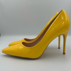 Yellow Pointed Toe Heels Size 9 – 4 Inch Stiletto Pumps Slip On Dress Shoes